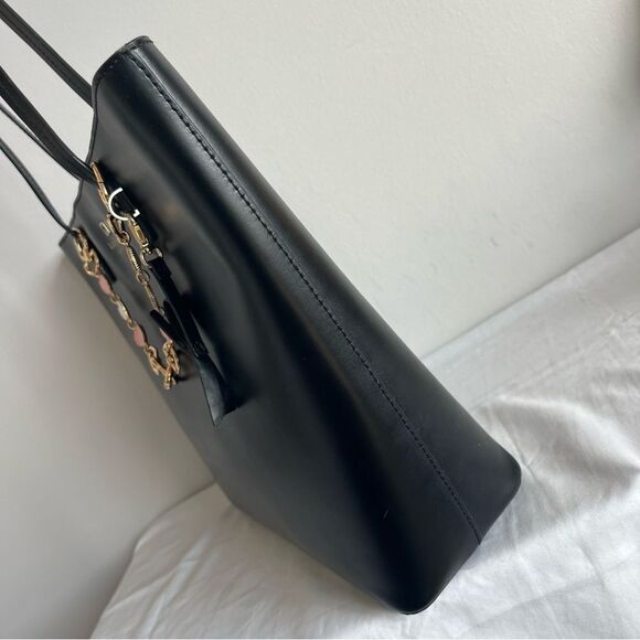 KATE SPADE Black Laptop Work Tote Heart Chain Perfect Cavern Poppy Staci Bag - Picture 3 of 12